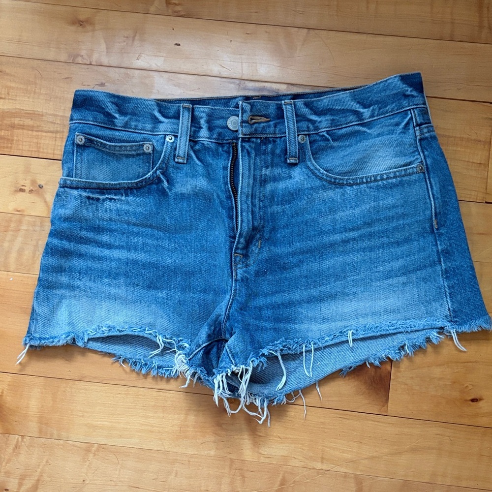 J. Crew Blue Distressed Denim Cutoff Shorts relaxed 27